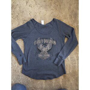 Harley Davidson Cycle Ladies Womens Long Sleeve T-Shirt Glacier Kalispell MT 2XL